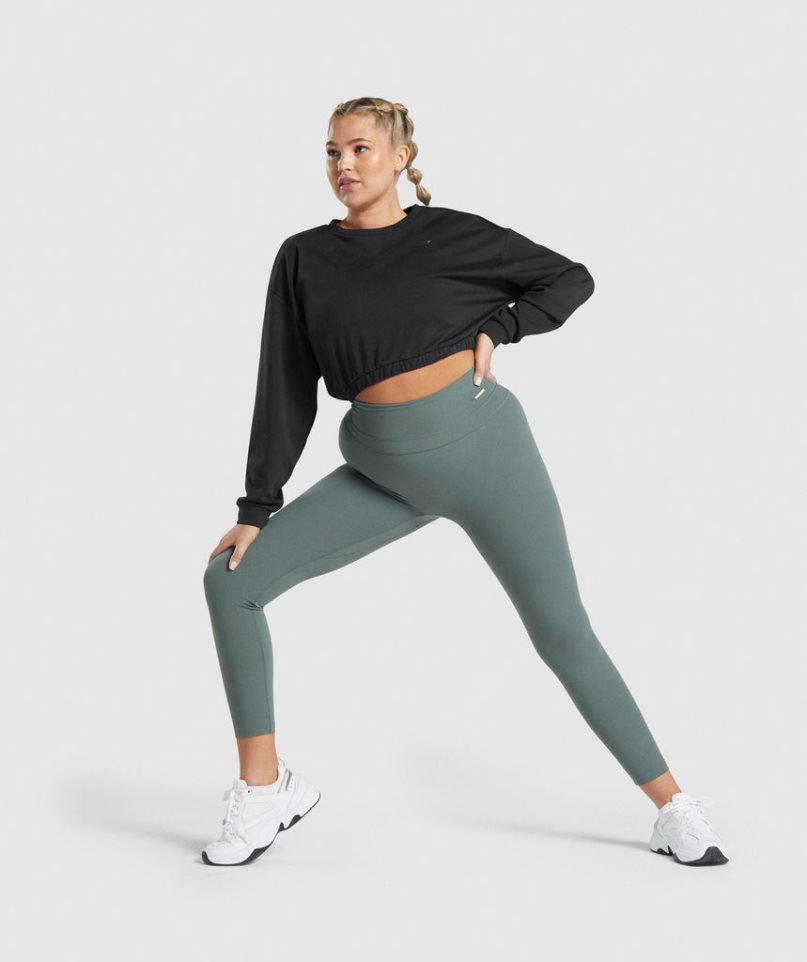 Bluzy Gymshark Whitney Cropped Damskie Czarne | PL 760VXK